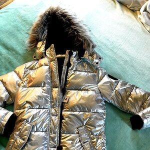 DIESEL girls Silver winter parka jacket sz 14 NWT!!! Gorgeous!!!